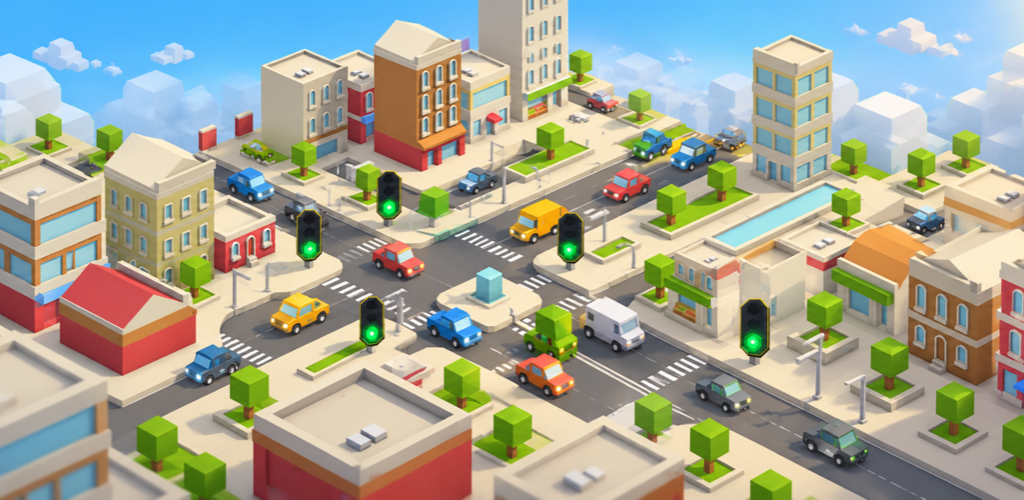 Crossroad Chaos city intersection in daylight