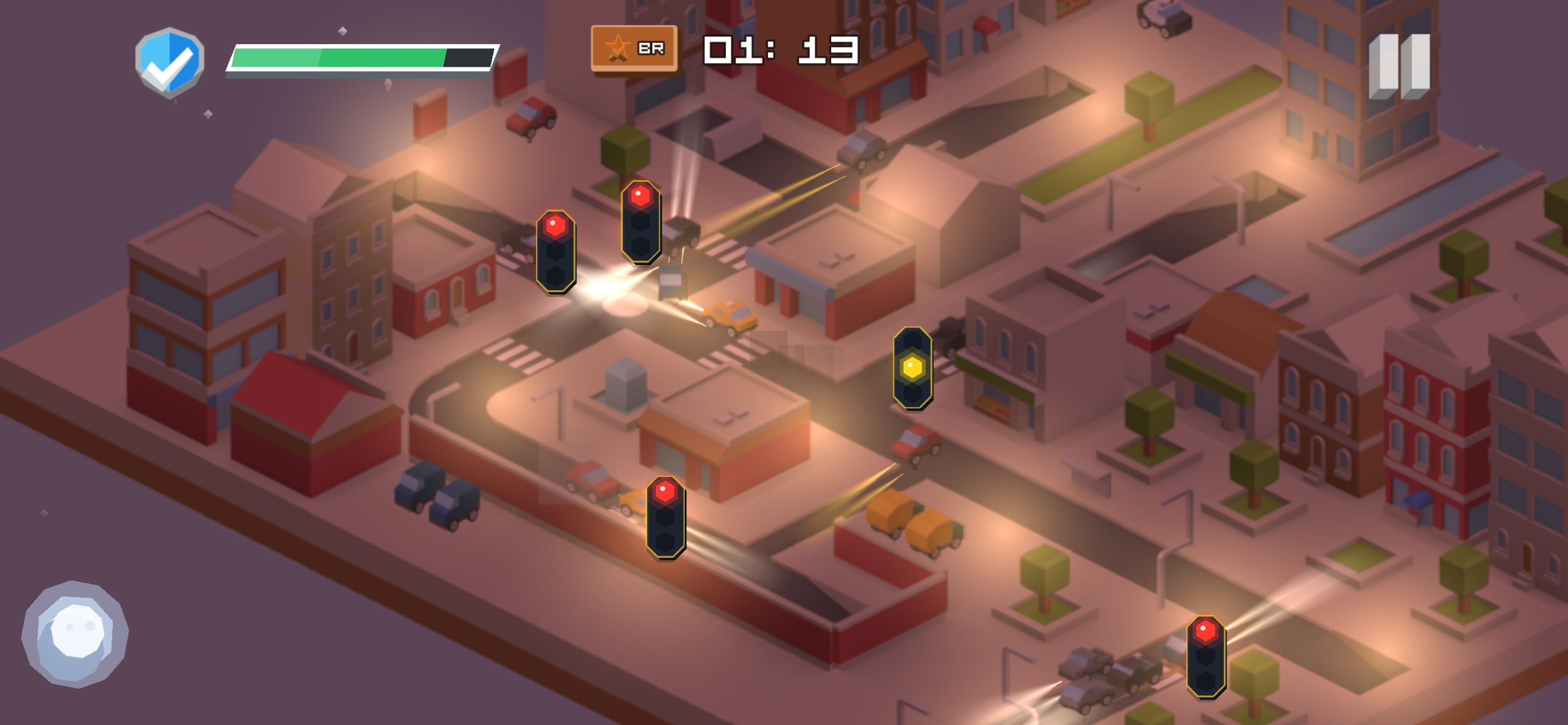 Crossroad Chaos gameplay at a busy nighttime intersection