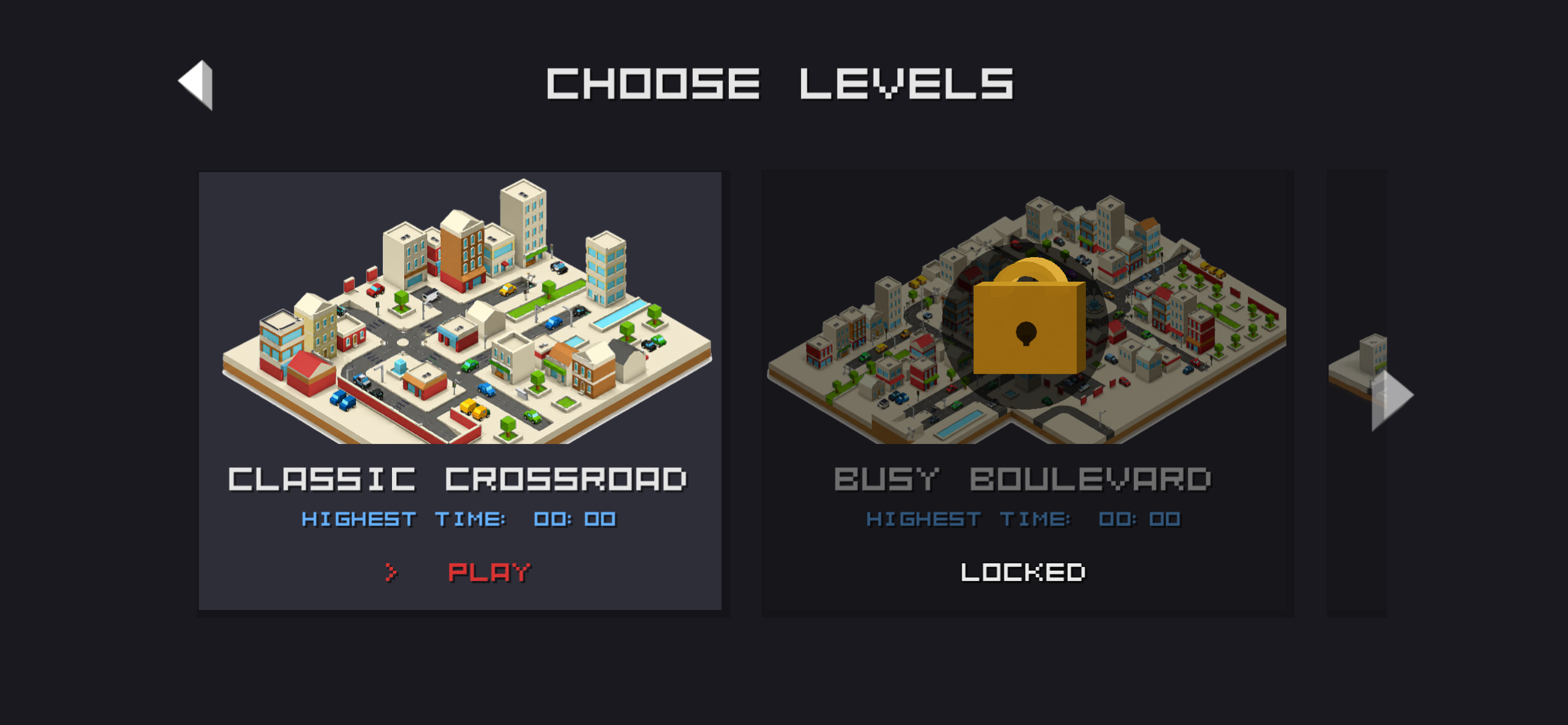 Crossroad Chaos level-selection screen